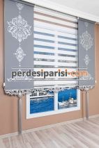 Beyaz Bambu Zebra Perde - Gümüş Varaklı 