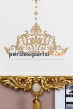 Mini Damask Çiftli Stor Perde - Altın Varaklı