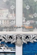 Mini Damask Çiftli Stor Perde - Gümüş Varaklı