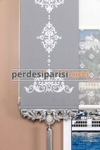 Mini Damask Çiftli Stor Perde - Gümüş Varaklı