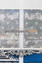Mini Damask Çiftli Stor Perde - Gümüş Varaklı