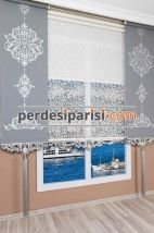 Sarmaşık Çiftli Stor Perde - Gümüş Varaklı