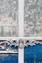 Çiçekli Çiftli Stor Perde - Gümüş Varaklı