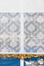 Damask Çiftli Stor Perde - Altın Varaklı