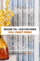 Mozaik Örme Tül + Düz Fon Perde (Full Paket)