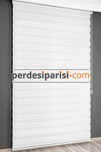 Gelincik Beyaz Bambu Zebra Perde
