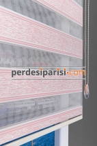 Pudra Ağaç Kabuğu Plise Zebra Perde