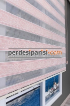 Pudra Ağaç Kabuğu Plise Zebra Perde