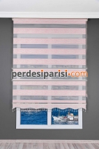 Pudra Ağaç Kabuğu Plise Zebra Perde