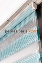 Yeşil Gümüş Simli Plise Zebra Perde