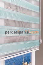 Yeşil Gümüş Simli Plise Zebra Perde