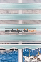 Yeşil Gümüş Simli Plise Zebra Perde
