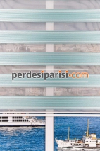 Yeşil Gümüş Simli Plise Zebra Perde