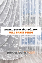 Arabalı Çocuk Tül + Düz Fon Perde (Full Paket)