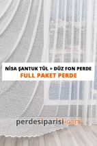 Nisa Şantuk Tül + Düz Fon Perde (Full Paket)