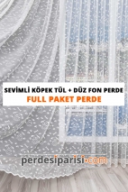 Sevimli Köpek Tül + Düz Fon Perde (Full Paket)