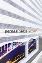 Beyaz Dar Plise Zebra Perde