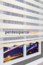 Astoria Krem Plise Desenli Zebra Perde