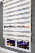 Astoria Krem Plise Desenli Zebra Perde