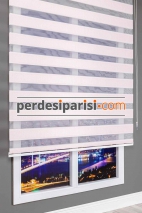 Astoria Pembe Plise Desenli Zebra Perde