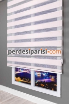 Astoria Pembe Plise Desenli Zebra Perde