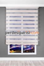 Astoria Vizon Plise Desenli Zebra Perde