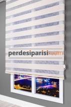 Astoria Vizon Plise Desenli Zebra Perde