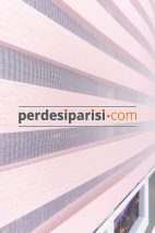 Bahama Pembe Çizgili Bambu Zebra Perde