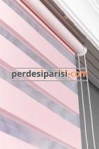 Bahama Pembe Çizgili Bambu Zebra Perde