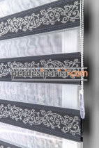 Begonvil Antrasit Simli Sarmaşık Zebra Perde