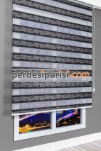 Begonvil Antrasit Simli Sarmaşık Zebra Perde