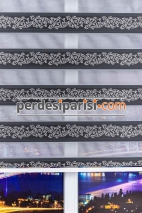 Begonvil Antrasit Simli Sarmaşık Zebra Perde