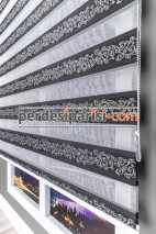 Begonvil Antrasit Simli Sarmaşık Zebra Perde