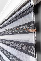 Begonvil Antrasit Simli Sarmaşık Zebra Perde