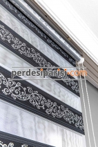 Begonvil Antrasit Simli Sarmaşık Zebra Perde