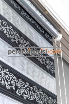 Begonvil Antrasit Simli Sarmaşık Zebra Perde