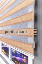 Begonvil Bej Altın Simli Sarmaşık Zebra Perde