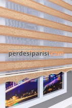 Begonvil Bej Altın Simli Sarmaşık Zebra Perde