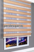 Begonvil Bej Altın Simli Sarmaşık Zebra Perde