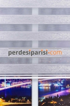 Begonvil Mavimsi Gri Simli Sarmaşık Zebra Perde