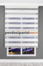Corner Ekru Geniş Plise Zebra Perde