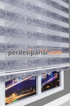 Fiore Füme Desenli Zebra Perde