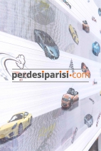 Kids Araba Baskılı Plise Zebra Perde