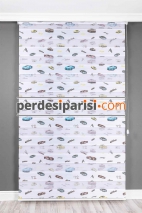 Kids Araba Baskılı Plise Zebra Perde