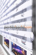 Kids Gemici Baskılı Zebra Perde
