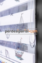Kids Gemici Baskılı Zebra Perde