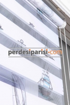 Kids Gemici Baskılı Zebra Perde