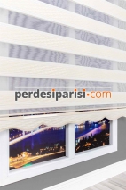 Sümela Krem Plise Desenli Zebra Perde