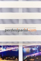 Sümela Krem Plise Desenli Zebra Perde