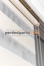 Sümela Krem Plise Desenli Zebra Perde